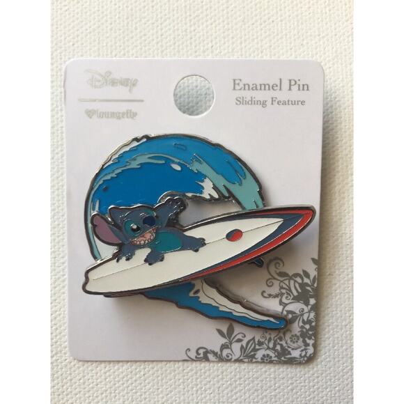 Disney Loungefly Pin Lilo and Stitch Surfboard Sliding Surfing Wave Trading Pin - Picture 1 of 4